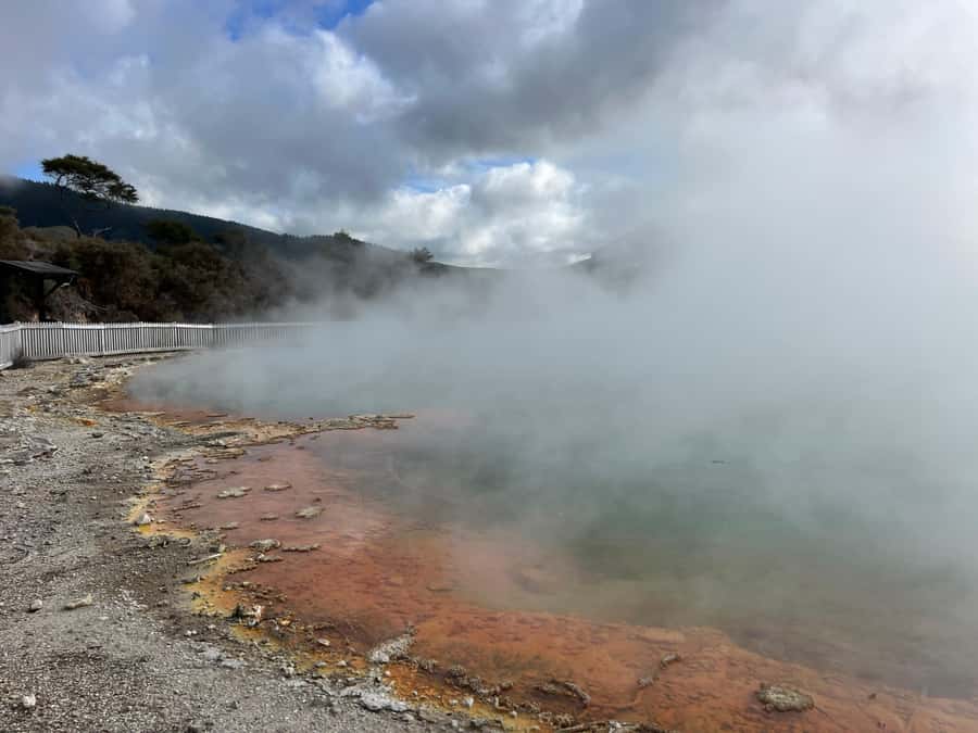 WAI-O-TAPU Geothermal, Rotorua - Group Day Tour Ex Auckland - Mudpool stop and lunch at Wai-O-Tapu Cafe: pacing matters